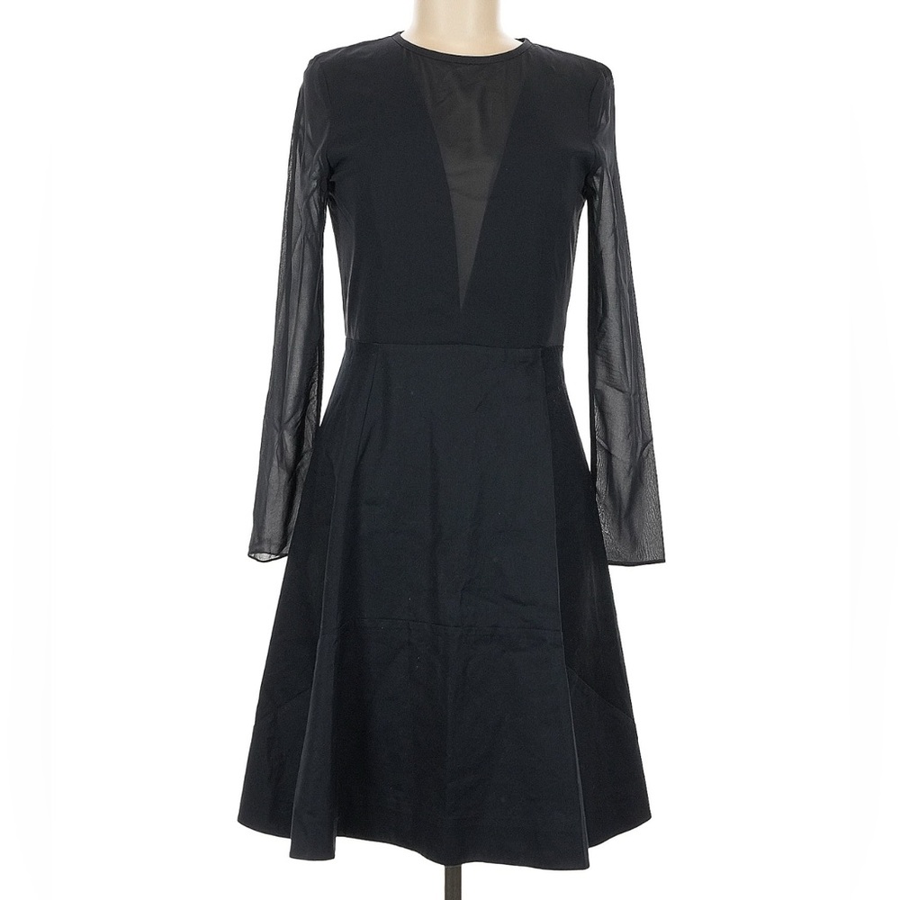 COS Black Long Sleeve Dress with Sheer Accents